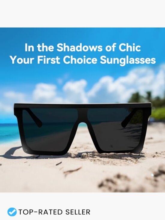 Oversized Square Sunglasses Flat Top Big Black Frame Y2K Trendy Shades main image 4